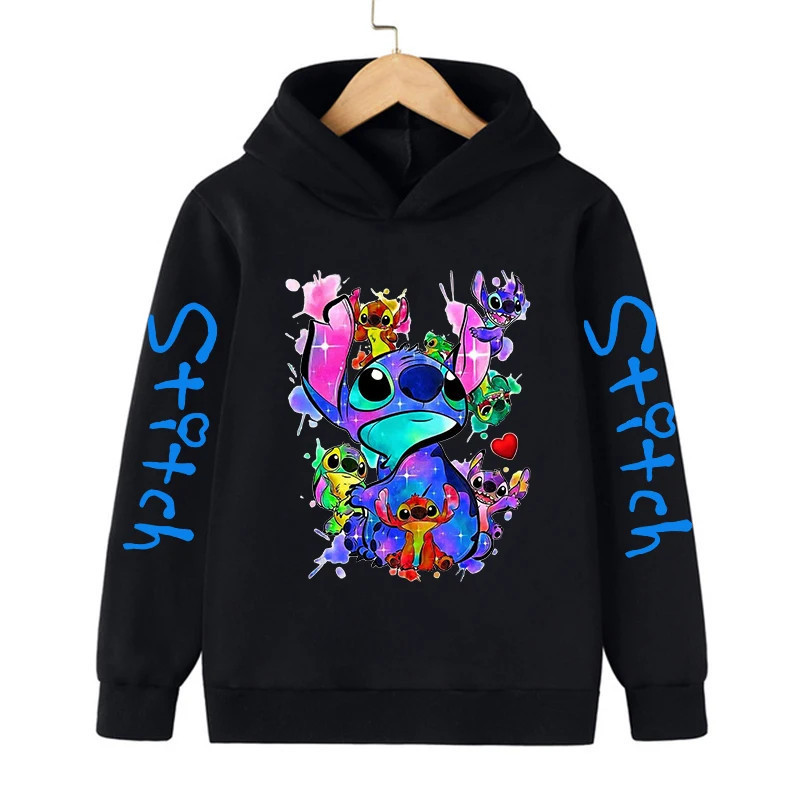 Sweat à capuche Anime Stitch pour enfants, vêtements de dessin animé pour enfants, sweat-shirt Manga, haut décontracté pour bébé