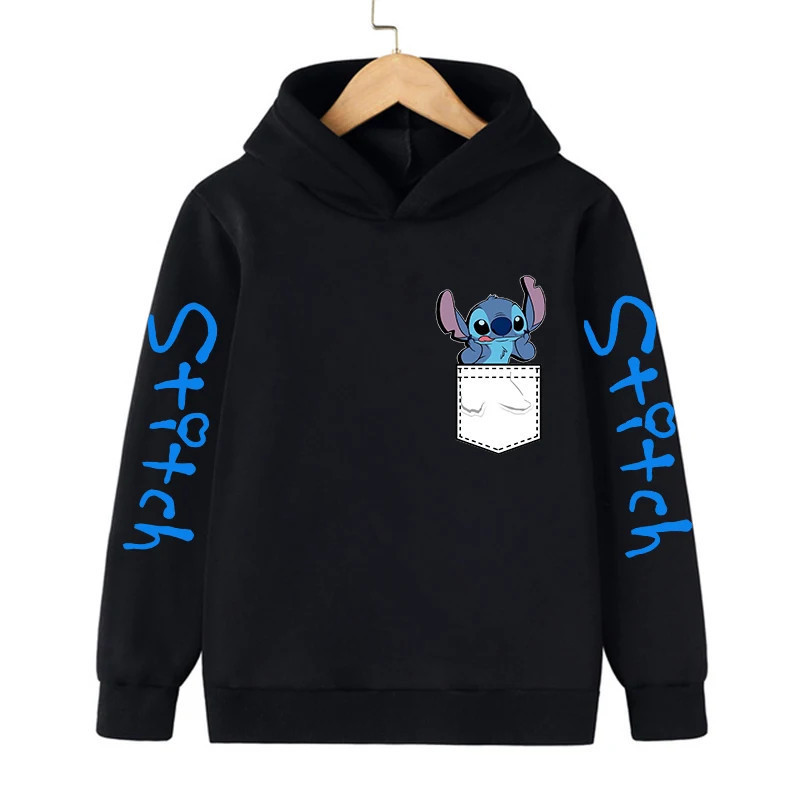 Sweat à capuche Anime Stitch pour enfants, vêtements de dessin animé pour enfants, sweat-shirt Manga, haut décontracté pour bébé