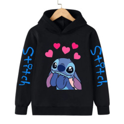 Sweat à capuche Anime Stitch pour enfants, vêtements de dessin animé pour enfants, sweat-shirt Manga, haut décontracté pour bébé