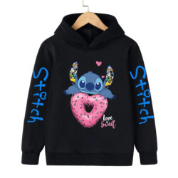 Sweat à capuche Anime Stitch pour enfants, vêtements de dessin animé pour enfants, sweat-shirt Manga, haut décontracté pour bébé