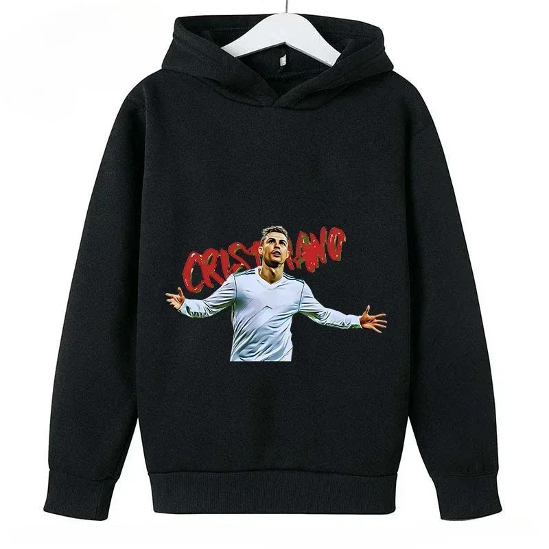 Sweat à capuche décontracté pour enfants, sweat-shirt de sport pour garçons et filles, imprimé Ronaldo bleu, 2 à 14 ans, printem