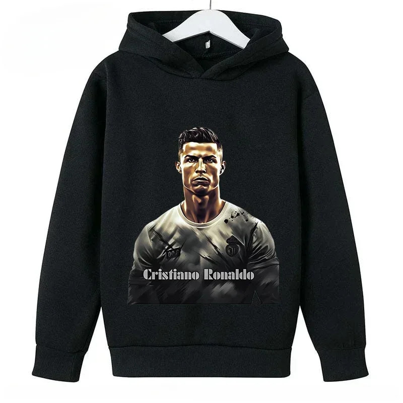 Sweat à capuche décontracté pour enfants, sweat-shirt de sport pour garçons, imprimé Ronaldo bleu, 2 à 14 ans, printemps, automn