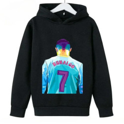 Sweat à capuche décontracté pour enfants, sweat-shirt de sport pour garçons et filles, imprimé Ronaldo bleu, 2 à 14 ans, printem