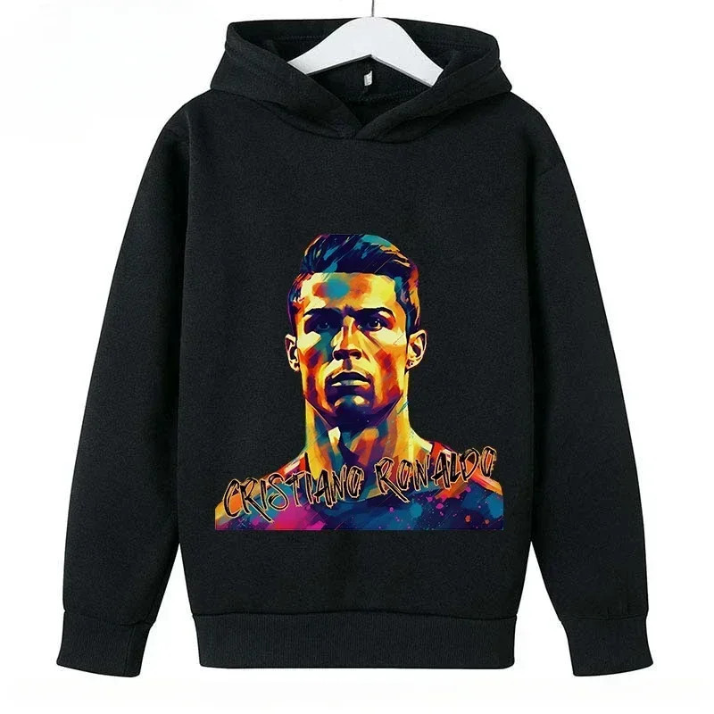 Sweat à capuche décontracté pour enfants, sweat-shirt de sport pour garçons et filles, imprimé Ronaldo bleu, 2 à 14 ans, printem