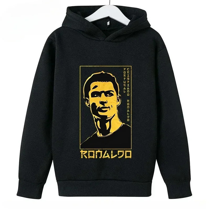 Sweat à capuche décontracté pour enfants, sweat-shirt de sport pour garçons et filles, imprimé Ronaldo bleu, 2 à 14 ans, printem