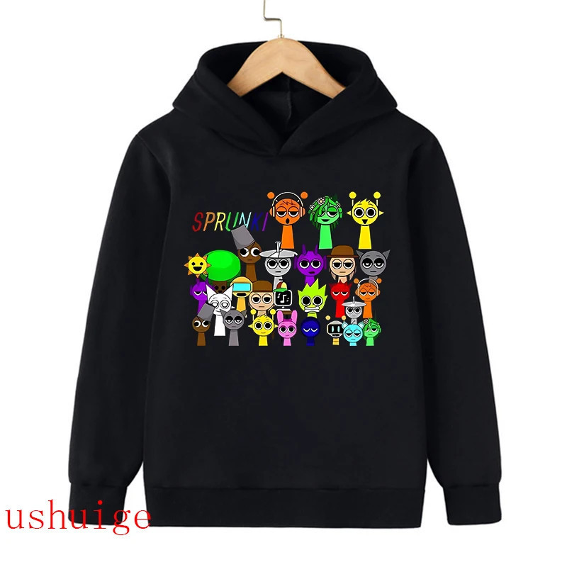 Sweat à capuche Sprunki Incredibox pour enfants, sweats à capuche chauds PVD, vêtements d'hiver doux pour enfants, sweat à capuc