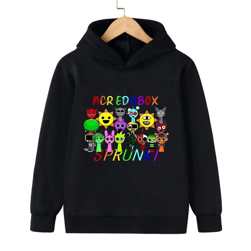 Sweat à capuche Sprunki Incredibox pour enfants fille et garçon, sweats à capuche chauds PVD, vêtements d'hiver doux pour enfant