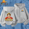 Sweat à capuche zippé One Piece Luffy pour enfants, imprimé dessin animé, haut décontracté pour garçons et filles, chemise de pr