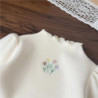 Pull chaud et épais à manches bouffantes pour bébé fille, chemise astronomique brodée de fleurs, vêtements décontractés pour enf