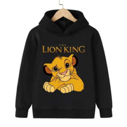 Sweat à Capuche à Manches sulfpour Garçon et Fille, Vêtement avec Imprimé de Dessin Animé Animal King, Simba