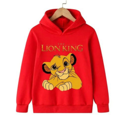 Sweat à Capuche à Manches sulfpour Garçon et Fille, Vêtement avec Imprimé de Dessin Animé Animal King, Simba