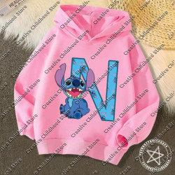 Sweats à capuche Kawaii Stitch Letter pour enfants, pull Anime, sweat-shirt Manga, vêtements décontractés pour garçons et filles