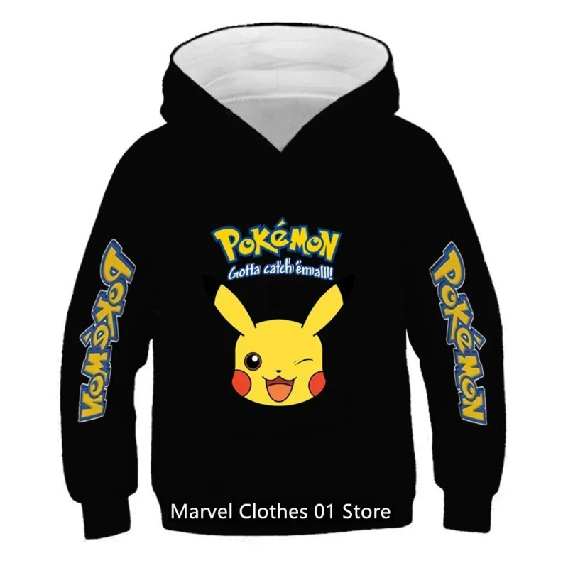 Sweat-shirt imprimé dessin animé pour enfants, sweats à capuche Pikachu, combinaison de vêtements pour garçons et filles, Y-Poke