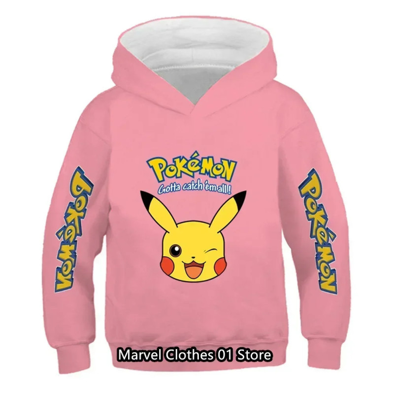 Sweat-shirt imprimé dessin animé pour enfants, sweats à capuche Pikachu, combinaison de vêtements pour garçons et filles, Y-Poke