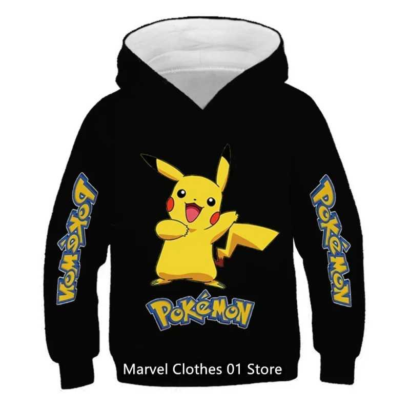 Sweat-shirt imprimé dessin animé pour enfants, sweats à capuche Pikachu, combinaison de vêtements pour garçons et filles, Y-Poke