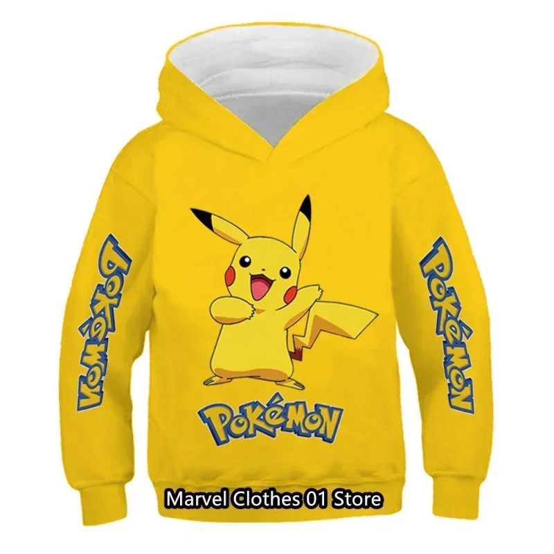 Sweat-shirt imprimé dessin animé pour enfants, sweats à capuche Pikachu, combinaison de vêtements pour garçons et filles, Y-Poke