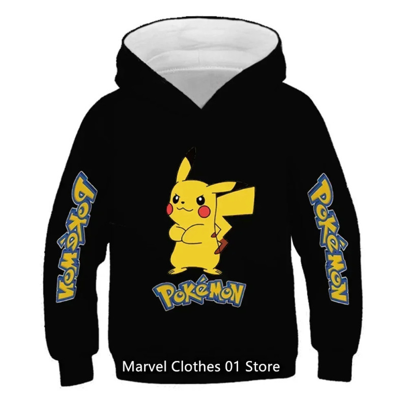 Sweat-shirt imprimé dessin animé pour enfants, sweats à capuche Pikachu, combinaison de vêtements pour garçons et filles, Y-Poke