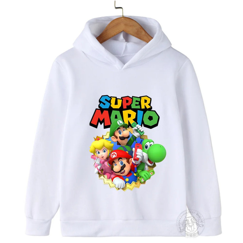 Sweat à capuche Mario Game pour enfants, pull tendance, vêtements pour garçons et filles, nouveau, 2024