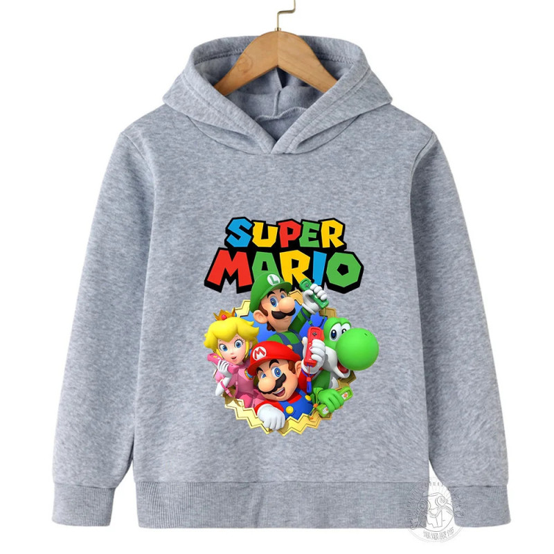 Sweat à capuche Mario Game pour enfants, pull tendance, vêtements pour garçons et filles, nouveau, 2024