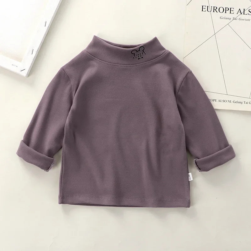 T-shirt à manches longues et col roulé pour enfant, vêtement chaud et décontracté pour garçon et fille, collection 2023