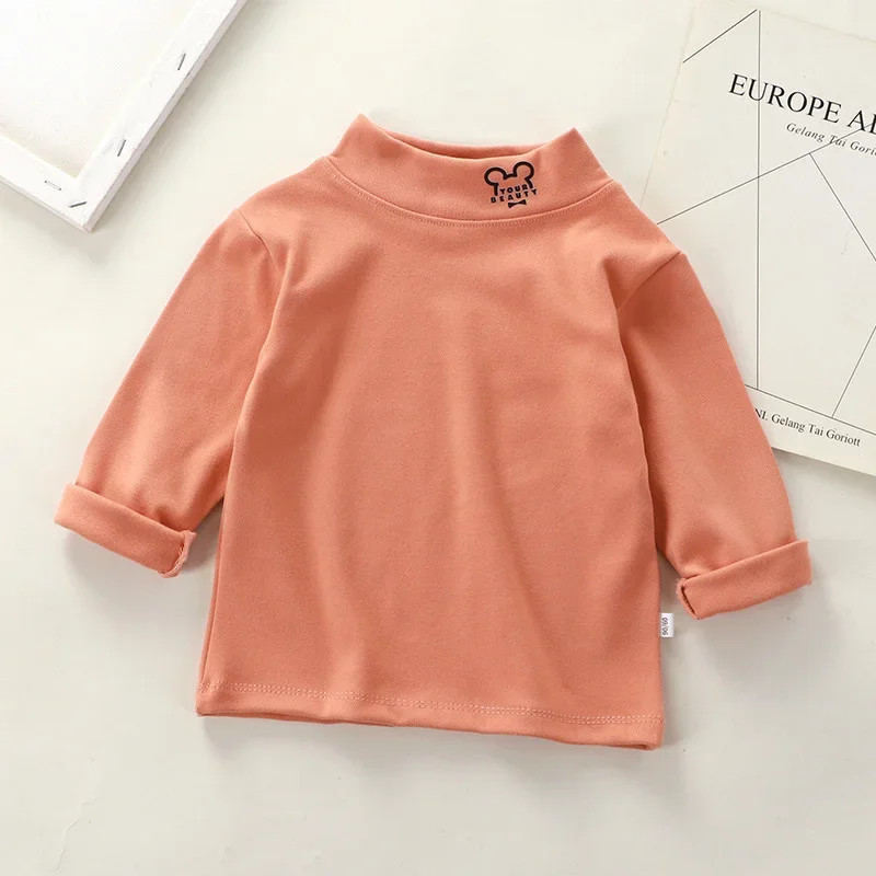 T-shirt à manches longues et col roulé pour enfant, vêtement chaud et décontracté pour garçon et fille, collection 2023