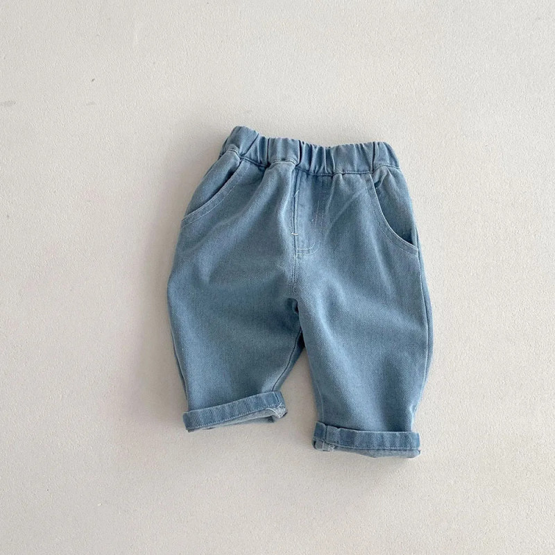 Jeans à rayures décontractés pour enfants, pantalons d'automne pour filles et garçons, jeans monochromes FJChildren, anti-oxydan