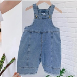 Salopette décontractée en denim pour enfants, vêtements d'extérieur monochromes, pantalons à bretelles pour enfants, fjSpring an