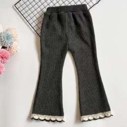 Pantalon Long FjCotton Gris pour Fille, Vêtements d'Extérieur pour Adolescents et Bébés, Printemps Automne 2024