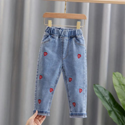 Jean en Denim avec Imprimé Floral pour Fille, Pantalon Long Décontracté avec Trou, Dessin Animé, Peinture Graffiti, Printemps Au