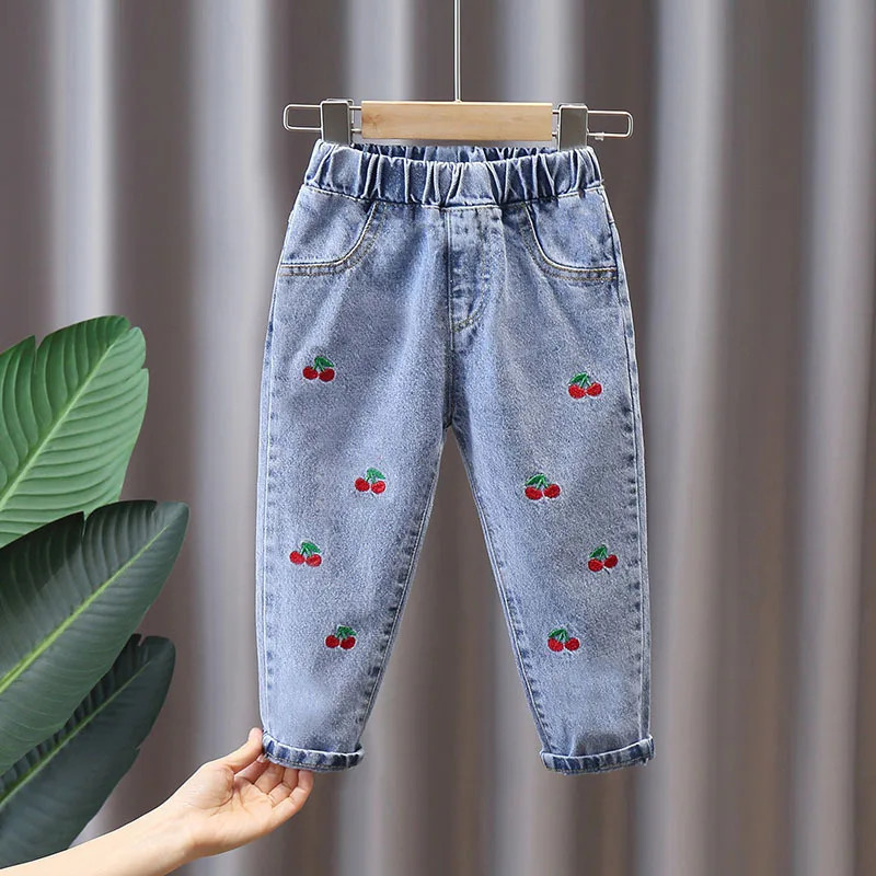 Jean en Denim avec Imprimé Floral pour Fille, Pantalon Long Décontracté avec Trou, Dessin Animé, Peinture Graffiti, Printemps Au