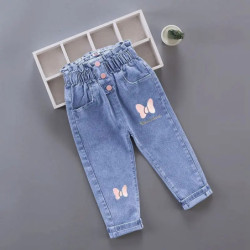 Jean en Denim avec Imprimé Floral pour Fille, Pantalon Long Décontracté avec Trou, Dessin Animé, Peinture Graffiti, Printemps Au