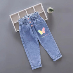 Jean en Denim avec Imprimé Floral pour Fille, Pantalon Long Décontracté avec Trou, Dessin Animé, Peinture Graffiti, Printemps Au