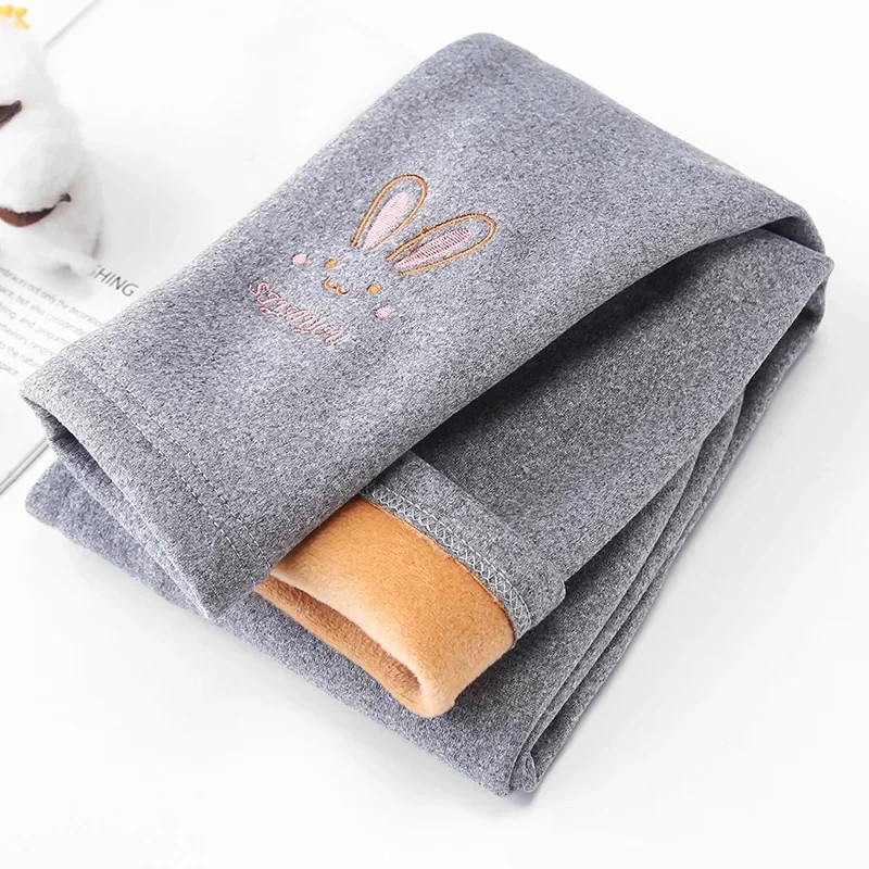 Leggings en Velours Chaud et Mignon pour Bébé Fille, Pantalon en Forme de Lapin, Couleur Unie, Automne et Hiver, FJ2-8 Ans