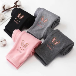 Leggings en Velours Chaud et Mignon pour Bébé Fille, Pantalon en Forme de Lapin, Couleur Unie, Automne et Hiver, FJ2-8 Ans