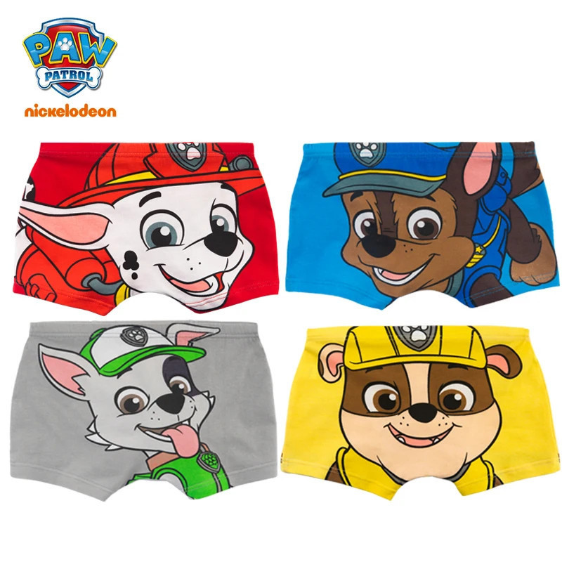 PAW Patrol-Sous-vêtements authentiques pour enfants, culottes pour garçons, slips pour enfants, sous-vêtements en coton à imprim