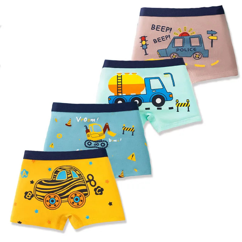 4 Pièces/Ensemble Garçons Sous-vêtement en Coton Enfants Boxer Court Dinosaure Cartoon Enfant Slip Respirable Garçons Boxers Cal