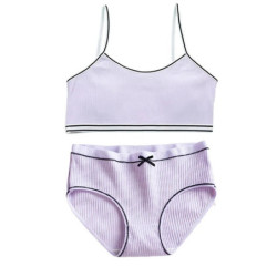 Soutien-Gorge et Culotte d'Entraînement en Coton pour Fille, Sous-Vêtements Solides pour Enfants, Adolescentes, 8-16 Ans