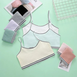 Soutien-Gorge et Culotte d'Entraînement en Coton pour Fille, Sous-Vêtements Solides pour Enfants, Adolescentes, 8-16 Ans