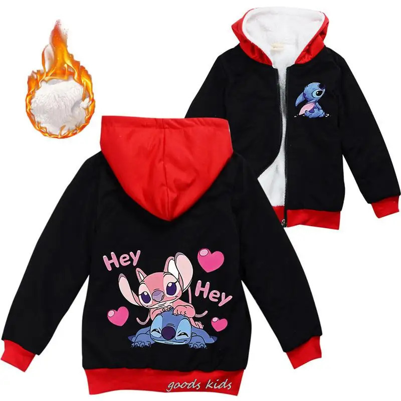 Veste d'hiver CAN o and Stitch pour enfants, veste à capuche pour jeunes garçons et filles, vêtements pour enfants, combinaison 