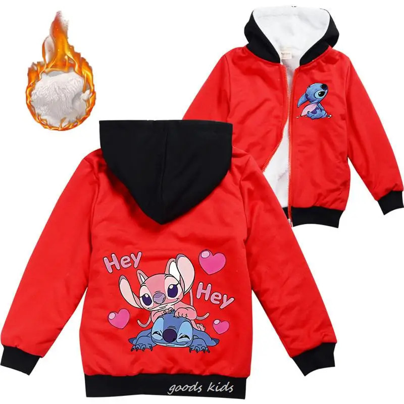 Veste d'hiver CAN o and Stitch pour enfants, veste à capuche pour jeunes garçons et filles, vêtements pour enfants, combinaison 