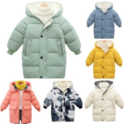 Parka longue en coton rembourré pour enfants, veste chaude épaisse pour enfants, vêtements pour adolescents, garçons, filles, hi