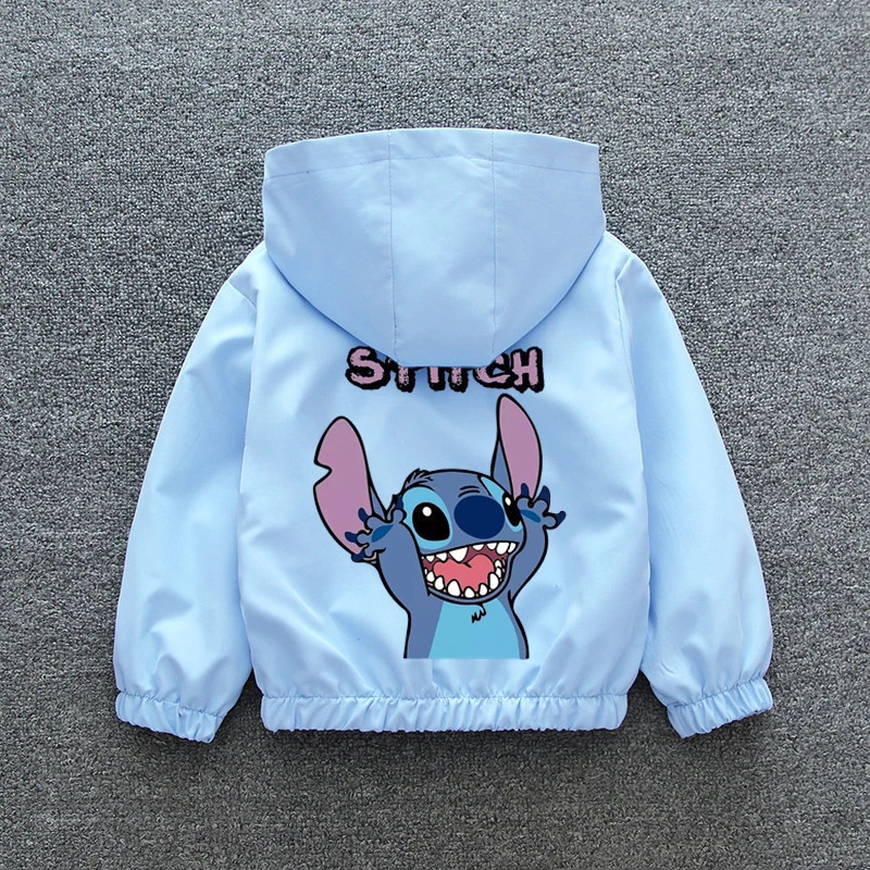 CAN o and Stitch-Veste à Capuche pour Enfant Garçon et Fille, Manteau à Manches sulfavec Fermeture Éclair, Vêtements Décontracté