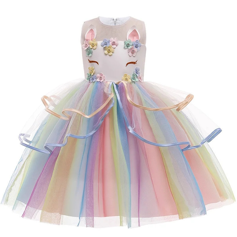 Robe de Princesse pour Fille, Costume de ixd'Anniversaire, Tenue de Mariage et de Noël