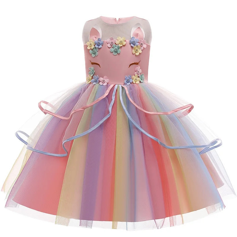 Robe de Princesse pour Fille, Costume de ixd'Anniversaire, Tenue de Mariage et de Noël