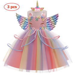 Robe de Princesse pour Fille, Costume de ixd'Anniversaire, Tenue de Mariage et de Noël