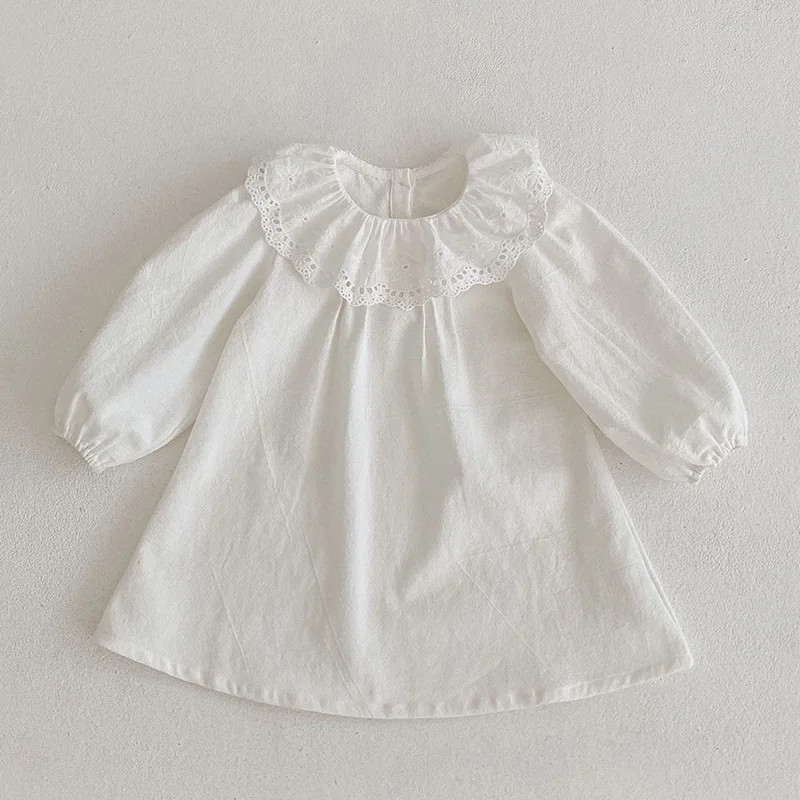 Robe de princesse à manches longues pour petite fille, vêtement pour enfant, imprimé floral, col beurre, collection automne