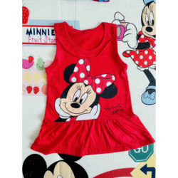 Robe d'été à la mode pour petites filles, en coton rouge, motif dessin animé Minnie, tenue de princesse, vêtements pour enfants 