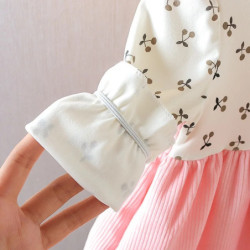 Robe à manches longues en velours côtelé pour fille, joli ours floral, style sangle, tenue de photographie mignonne, mode enfant