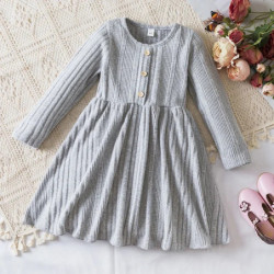 Robe en tricot à manches longues pour filles, robe de princesse pour enfants, vêtements d'automne décontractés pour bébés filles