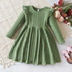 Robe en tricot à manches longues pour filles, robe de princesse pour enfants, vêtements d'automne décontractés pour bébés filles